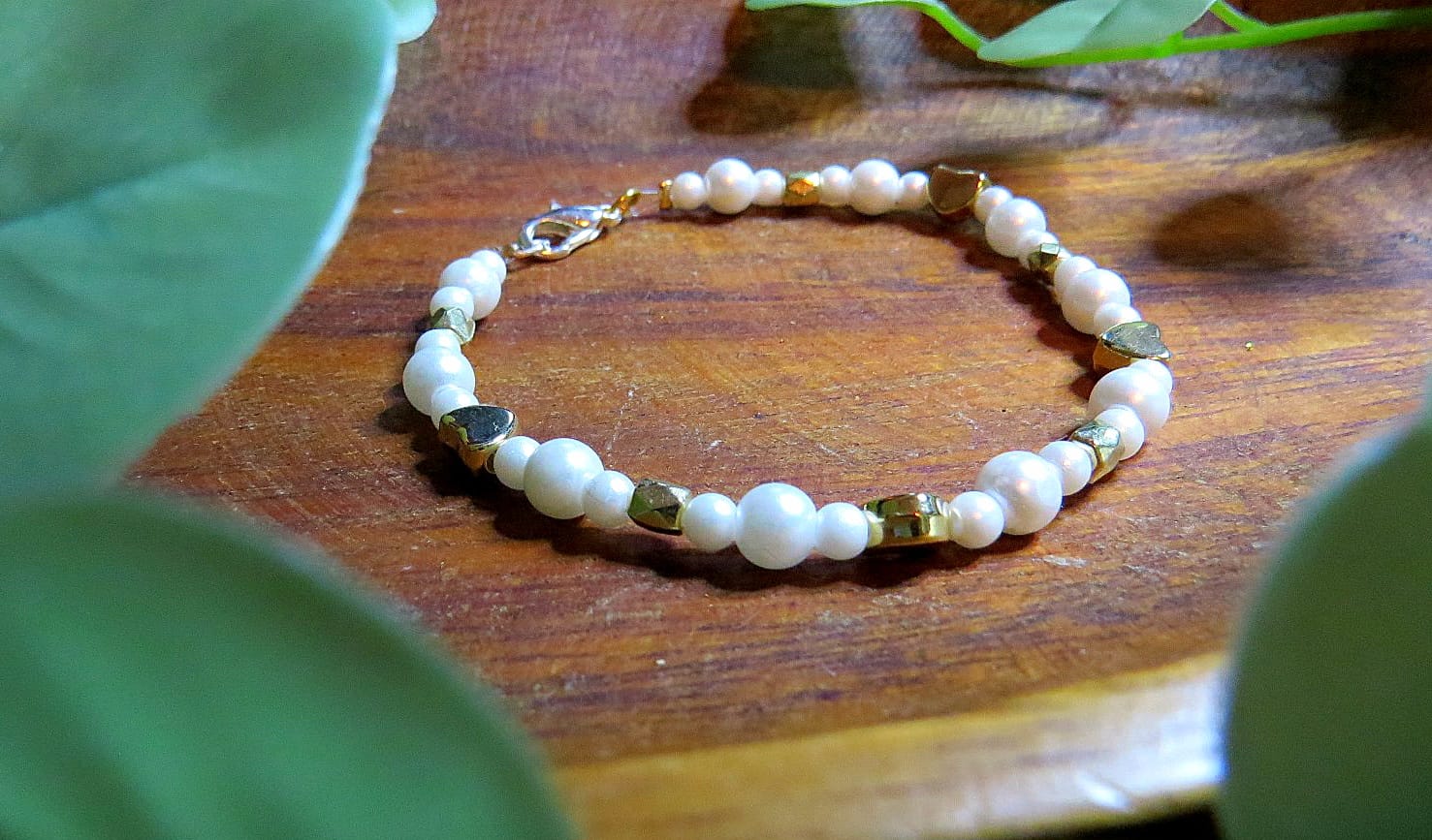 Bracelet white + gold